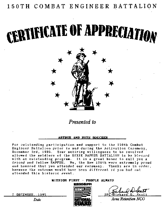 Certificate of Appreciation